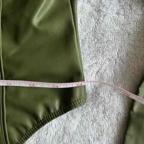 Adidas Ivy Park Olive Green Faux Leather Leotard Bodysuit - Women's Large - Picture 9 of 13